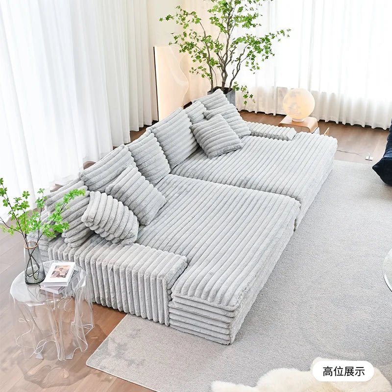 Plush Corduroy Modular Sectional Sofa, Vacuum Compressed Lounge Couch - Velvet Haven