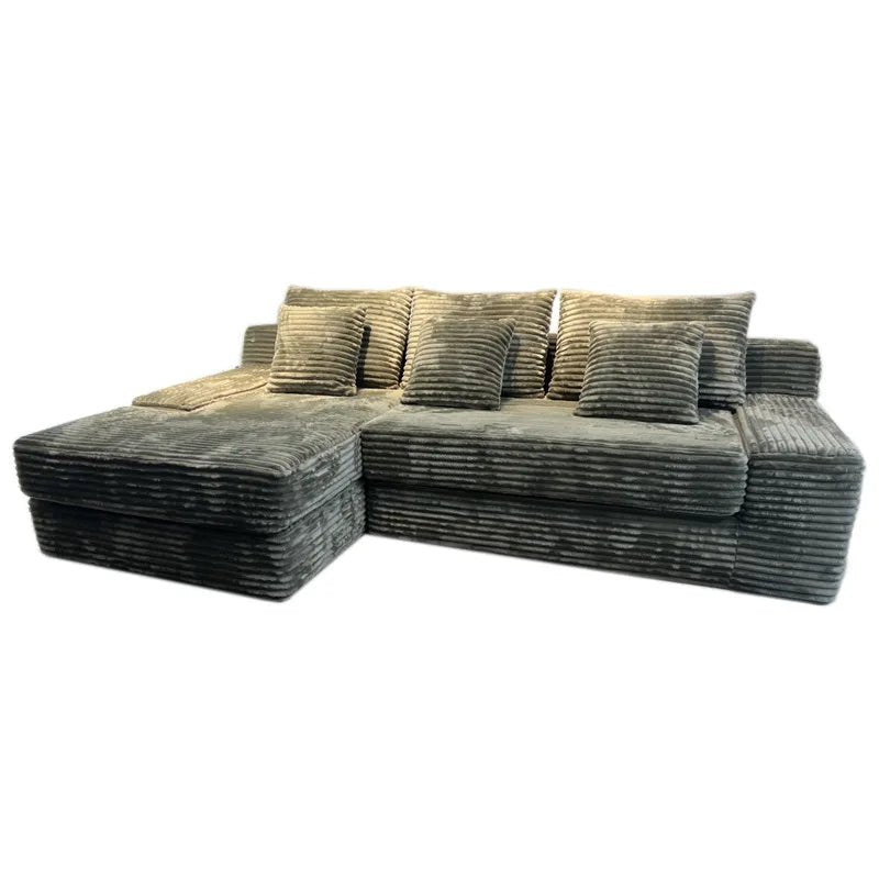 Plush Corduroy Modular Sectional Sofa, Vacuum Compressed Lounge Couch - Velvet Haven