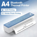 Portable A4 Printer Inkless Bluetooth Mobile Printer for iPhone iPad Laptop PC Letter Size Document & Photo Mini Printer - Velvet Haven
