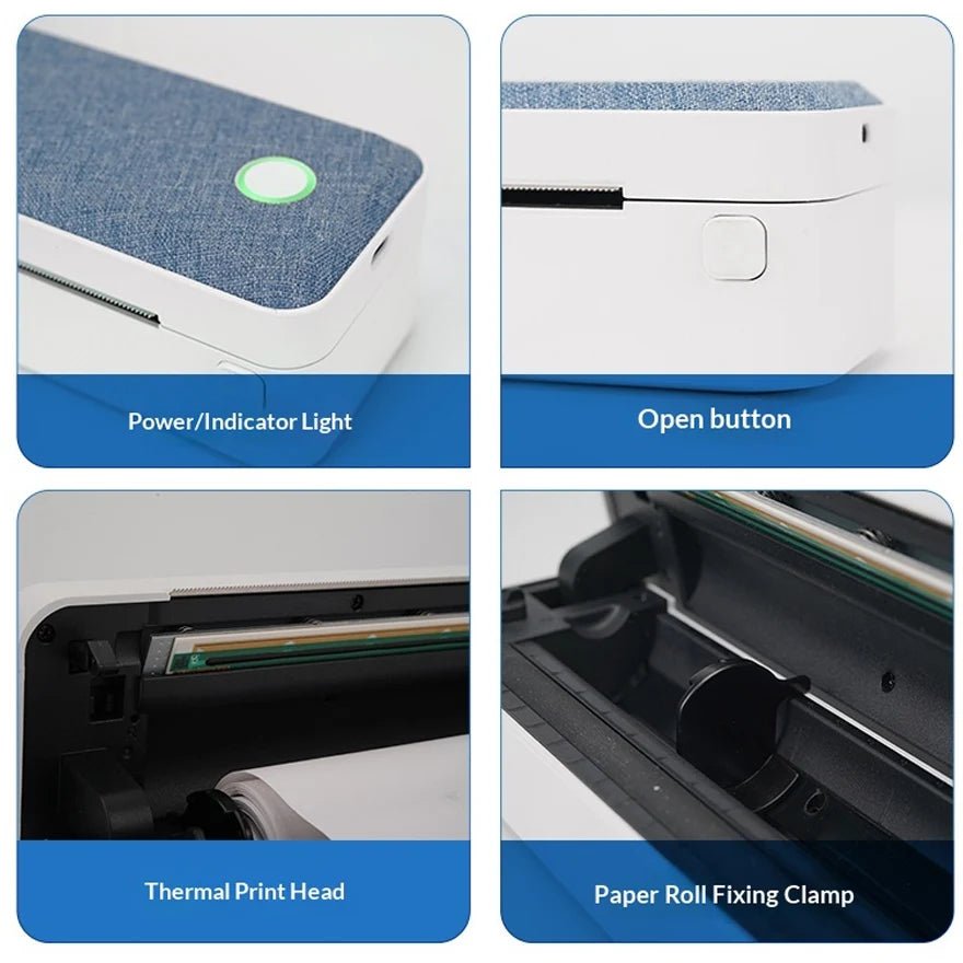 Portable A4 Printer Inkless Bluetooth Mobile Printer for iPhone iPad Laptop PC Letter Size Document & Photo Mini Printer - Velvet Haven