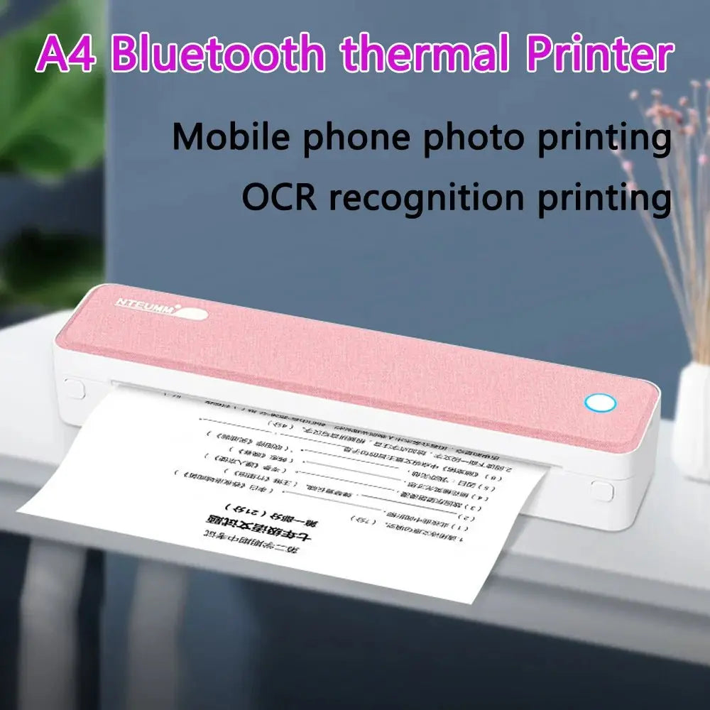 Portable A4 Printer Inkless Bluetooth Mobile Printer for iPhone iPad Laptop PC Letter Size Document & Photo Mini Printer - Velvet Haven