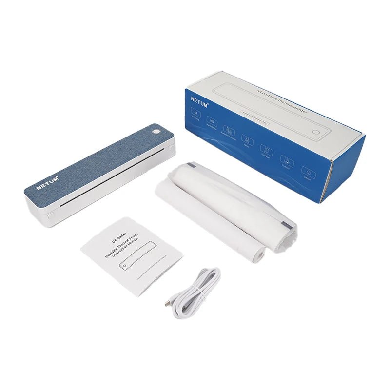Portable A4 Printer Inkless Bluetooth Mobile Printer for iPhone iPad Laptop PC Letter Size Document & Photo Mini Printer - Velvet Haven