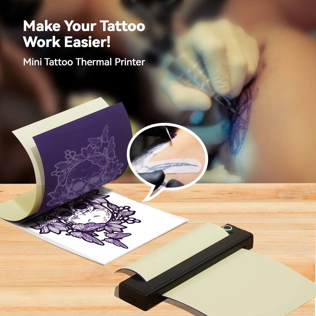Portable A4 Thermal Printer Mini Tattoo Stencil Transfer Printer Multifunctional Tattoo Document Printer Wireless Bluetooth - Velvet Haven