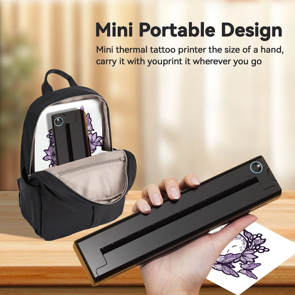 Portable A4 Thermal Printer Mini Tattoo Stencil Transfer Printer Multifunctional Tattoo Document Printer Wireless Bluetooth - Velvet Haven