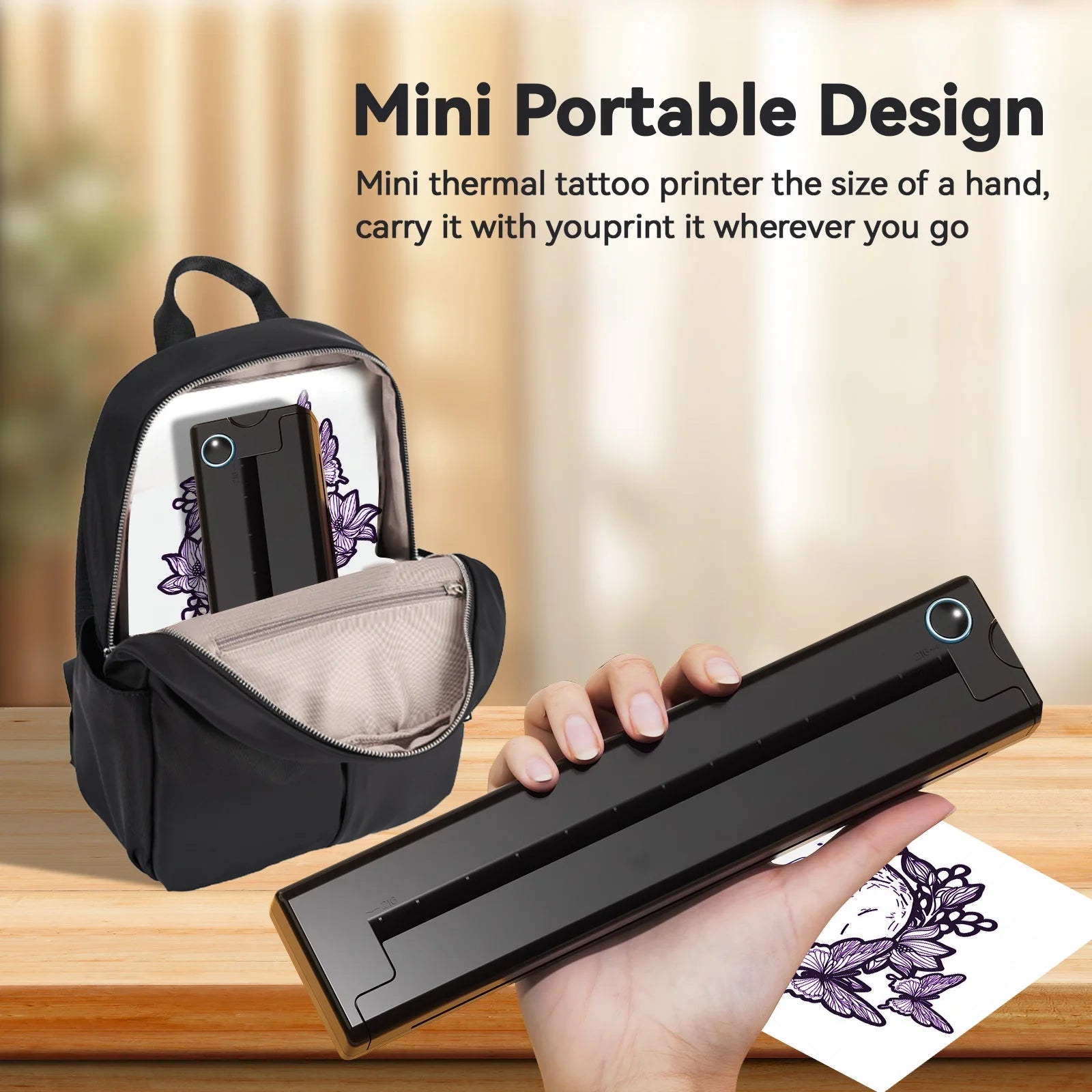 Portable A4 Thermal Printer Mini Tattoo Stencil Transfer Printer Multifunctional Tattoo Document Printer Wireless Bluetooth - Velvet Haven