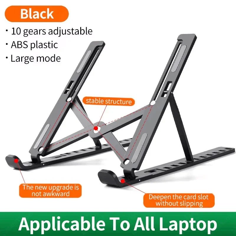 Portable Adjustable Laptop Stand Foldable Notebook Bracket Computer Monitor Holder For Macbook Air iPad Tablets Base Accessories - Velvet Haven