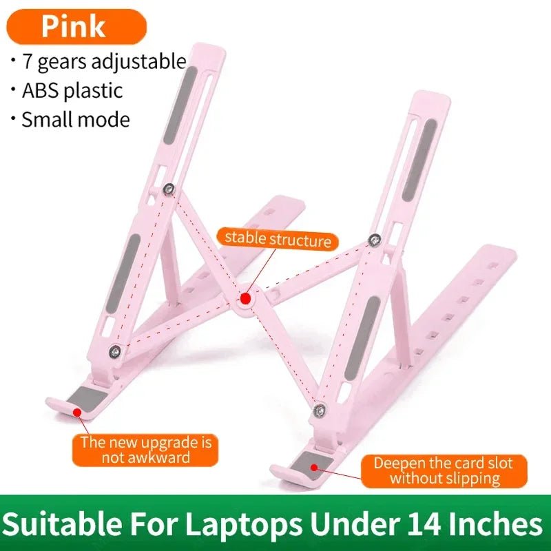 Portable Adjustable Laptop Stand Foldable Notebook Bracket Computer Monitor Holder For Macbook Air iPad Tablets Base Accessories - Velvet Haven