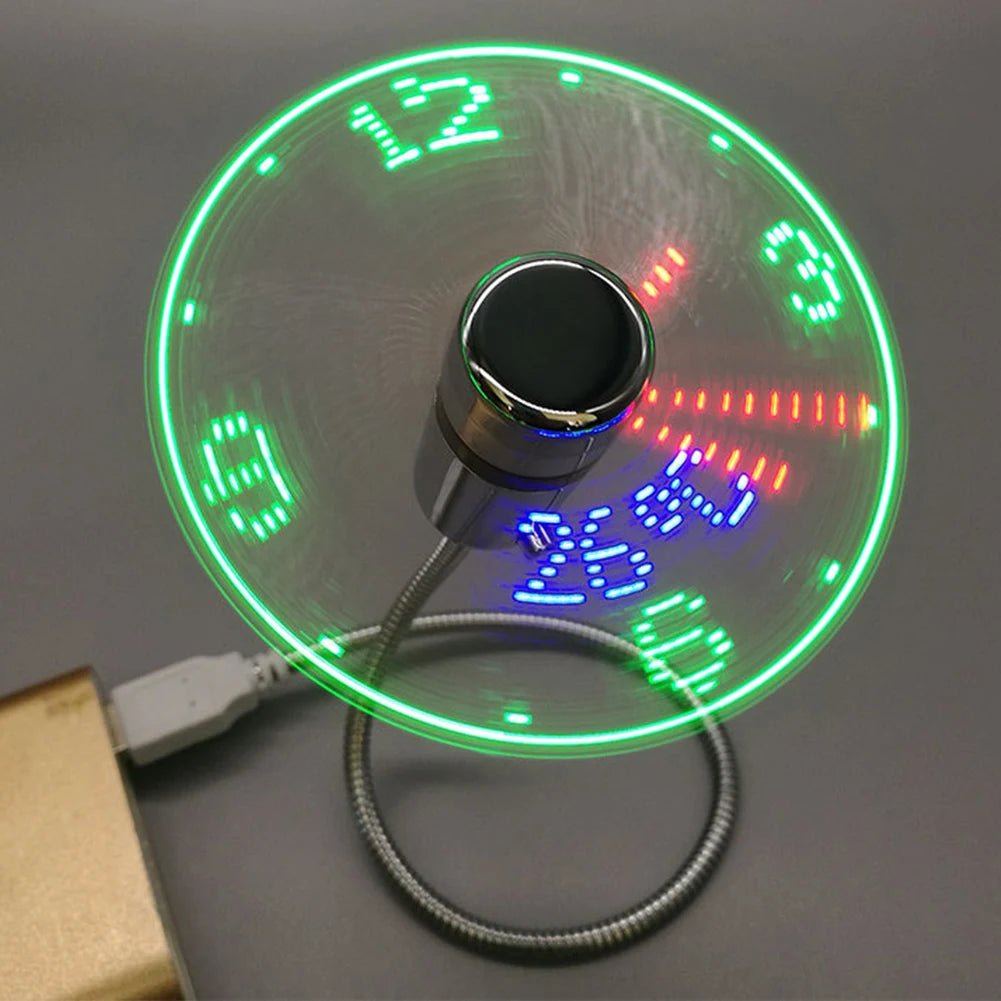 USB RGB LED Clock Fan with Temperature Display & Night Light - Velvet Haven