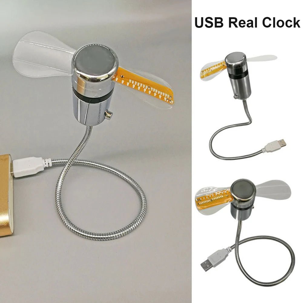 USB RGB LED Clock Fan with Temperature Display & Night Light - Velvet Haven