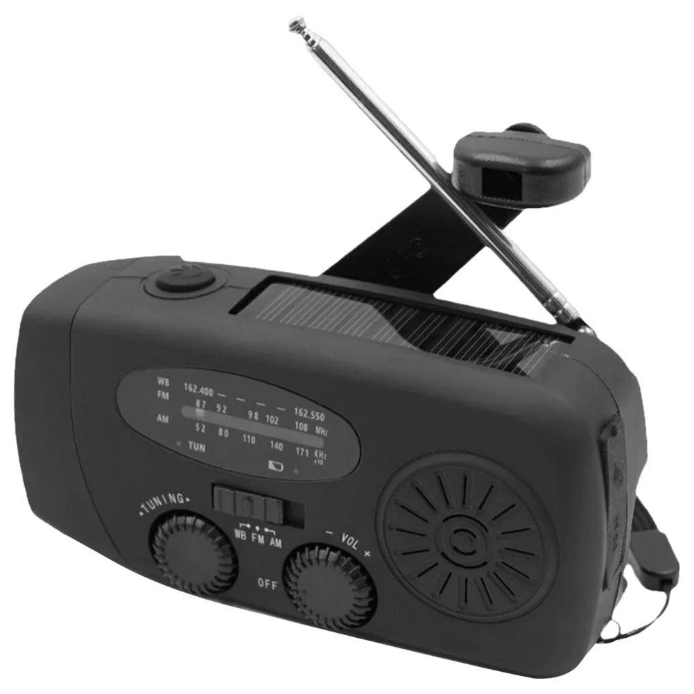 Portable Emergency Crank Radio FM/AM/WB Weather Radio with LED Flashlight Multifunctional Solar Power Radio for Outdoor Survival - Velvet Haven