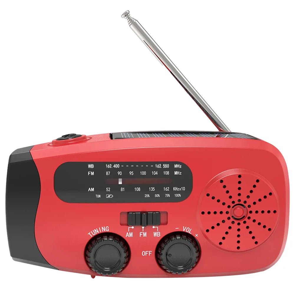 Portable Emergency Crank Radio FM/AM/WB Weather Radio with LED Flashlight Multifunctional Solar Power Radio for Outdoor Survival - Velvet Haven