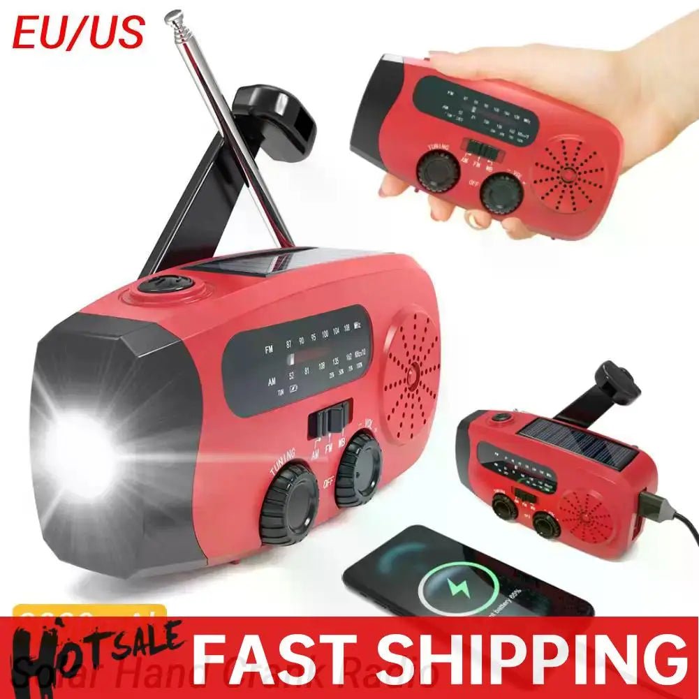 Portable Emergency Crank Radio FM/AM/WB Weather Radio with LED Flashlight Multifunctional Solar Power Radio for Outdoor Survival - Velvet Haven