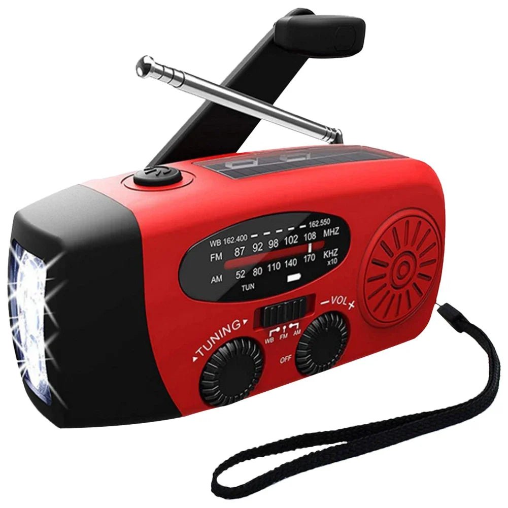 Portable Emergency Crank Radio FM/AM/WB Weather Radio with LED Flashlight Multifunctional Solar Power Radio for Outdoor Survival - Velvet Haven