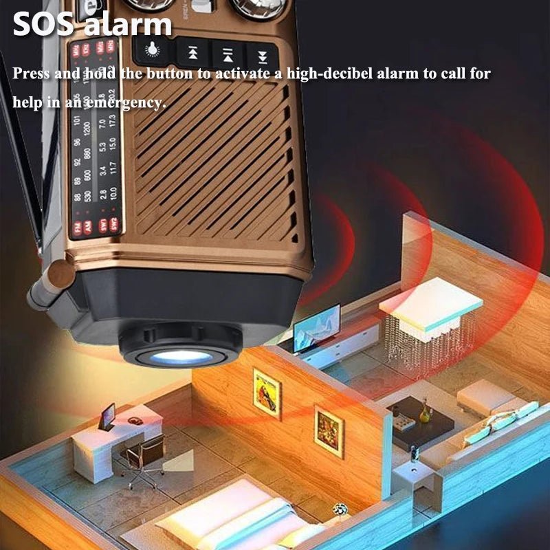 Portable Emergency Radio Solar Panel Hand Crank FM AM SW Radios Receiver Wireless Bluetooth Speaker with Flashlight Reading Lamp - Velvet Haven