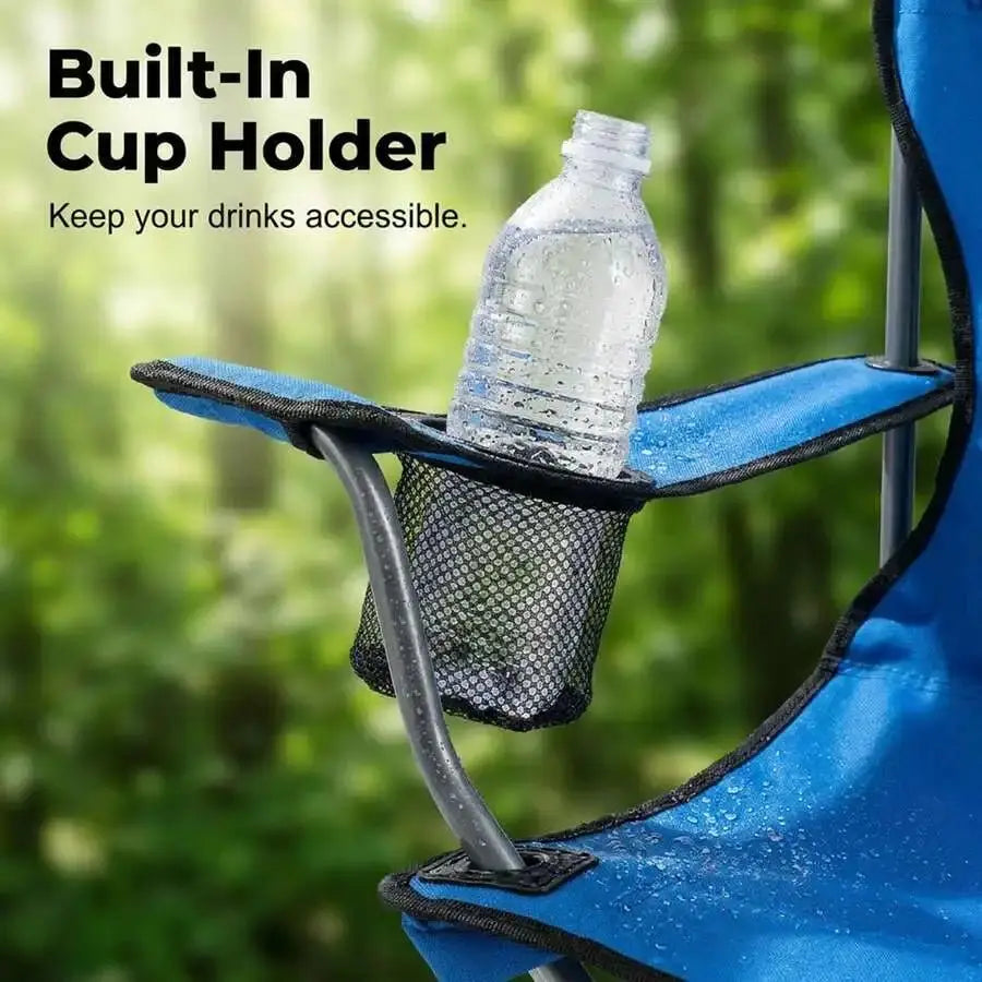 Portable Folding Camping Chair With Adjustable Canopy Sun Shade And Cup Holder For Beach Outdoor Use - Velvet Haven