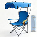 Portable Folding Camping Chair With Adjustable Canopy Sun Shade And Cup Holder For Beach Outdoor Use - Velvet Haven