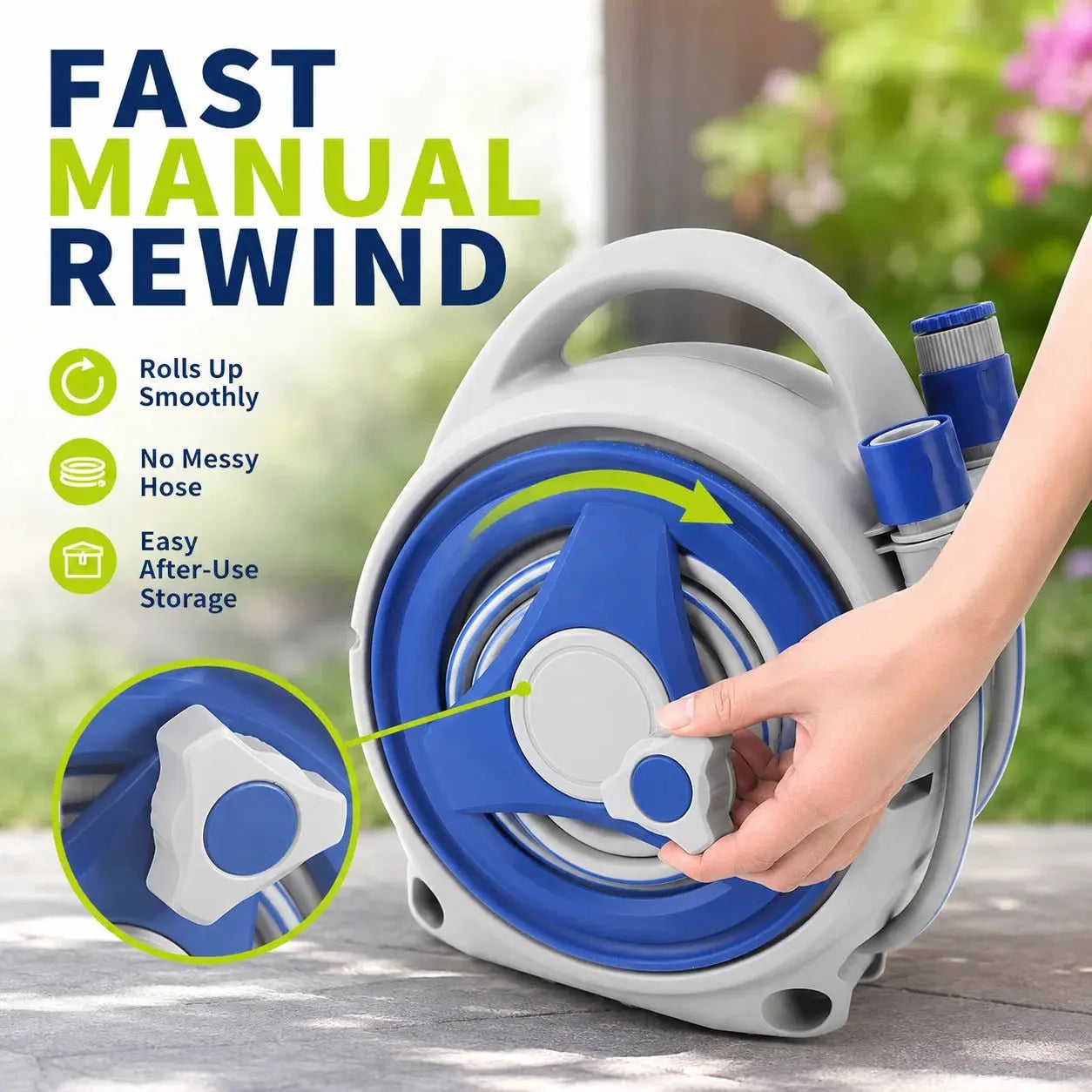 Portable Garden Hose Reel 15m Water Hose with Spray Nozzle Handheld UV Resistant Storage System for Home Yard Outdoor Watering - Velvet Haven