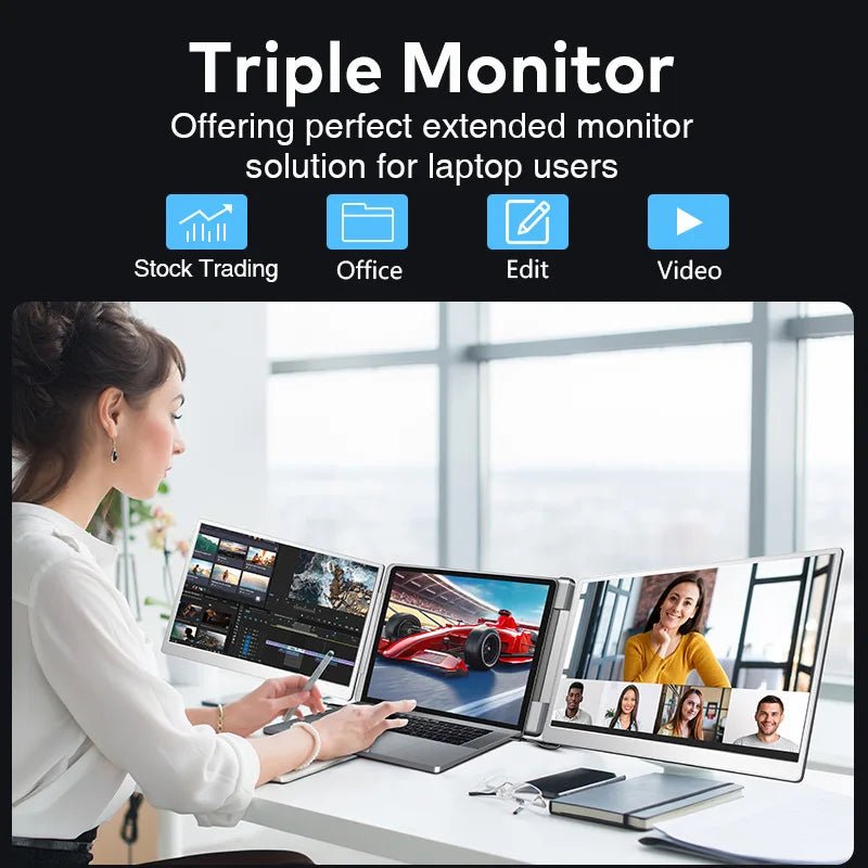 Portable FHD IPS External Monitor with Dual & Triple Screen Support - Velvet Haven