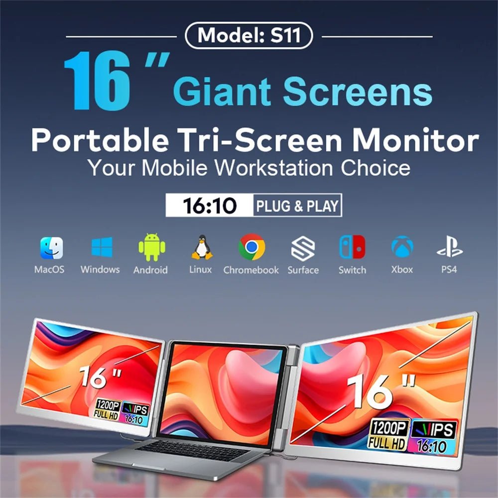 Portable FHD IPS External Monitor with Dual & Triple Screen Support - Velvet Haven
