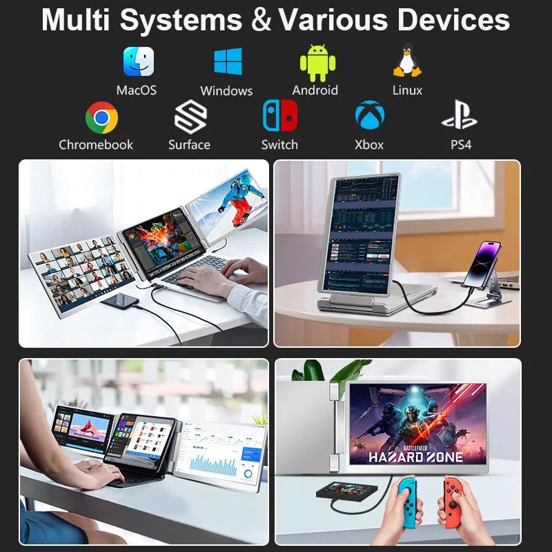 Portable FHD IPS External Monitor with Dual & Triple Screen Support - Velvet Haven