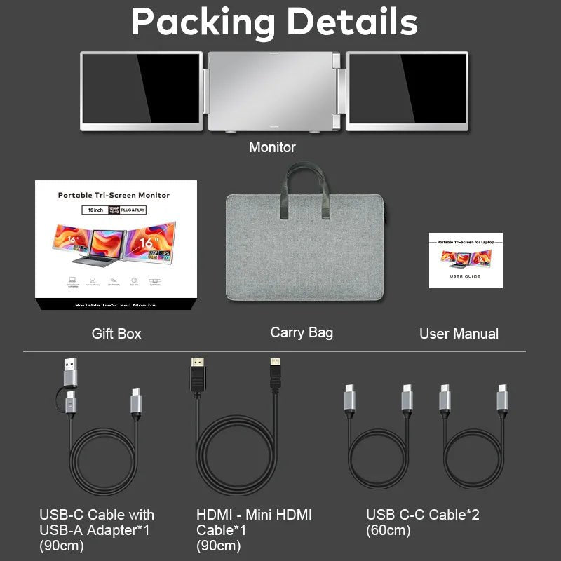 Portable FHD IPS External Monitor with Dual & Triple Screen Support - Velvet Haven