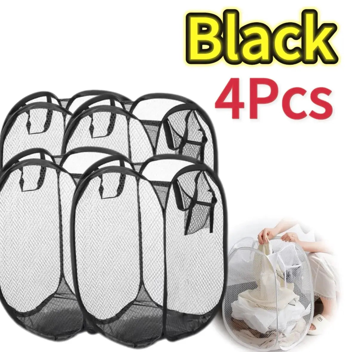 Portable Mesh Pop Up Laundry Hamper Wide Opening Breathable Collapsible Space-Saving Laundry Basket Dorm Travel Bathroom Items - Velvet Haven