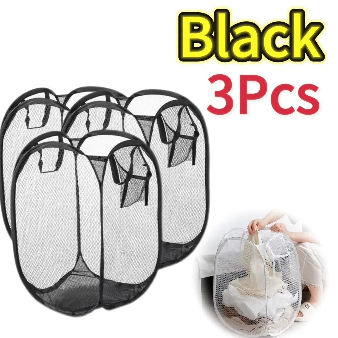 Portable Mesh Pop Up Laundry Hamper Wide Opening Breathable Collapsible Space-Saving Laundry Basket Dorm Travel Bathroom Items - Velvet Haven
