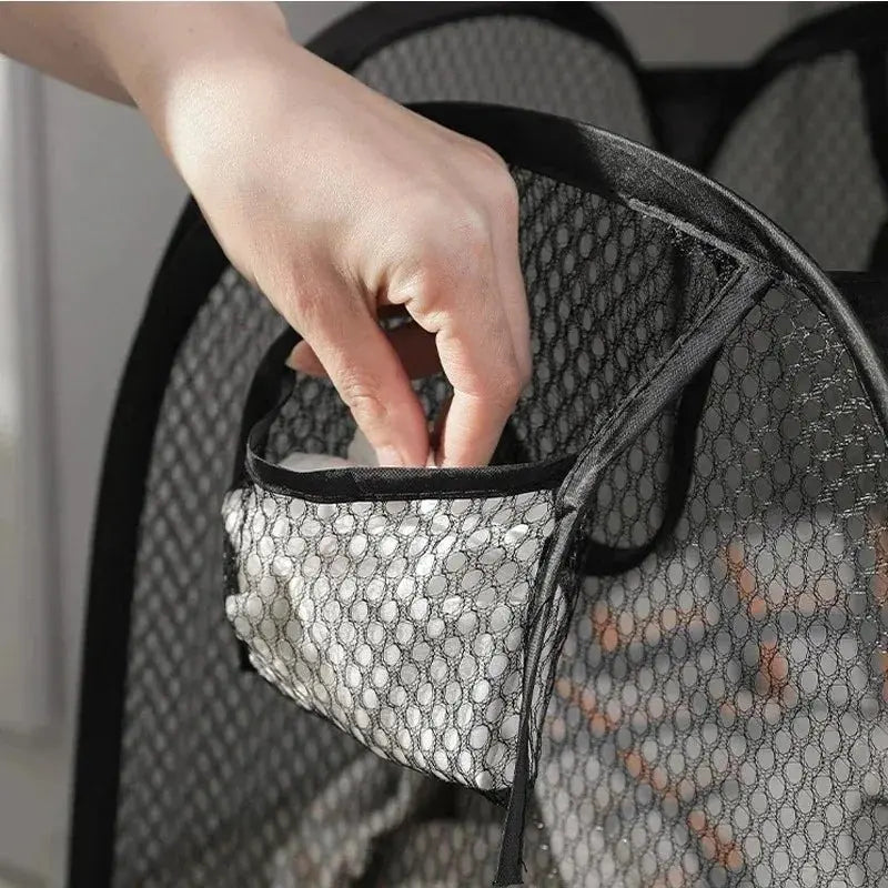 Portable Mesh Pop Up Laundry Hamper Wide Opening Breathable Collapsible Space-Saving Laundry Basket Dorm Travel Bathroom Items - Velvet Haven