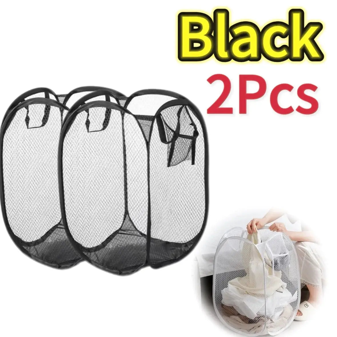 Portable Mesh Pop Up Laundry Hamper Wide Opening Breathable Collapsible Space-Saving Laundry Basket Dorm Travel Bathroom Items - Velvet Haven