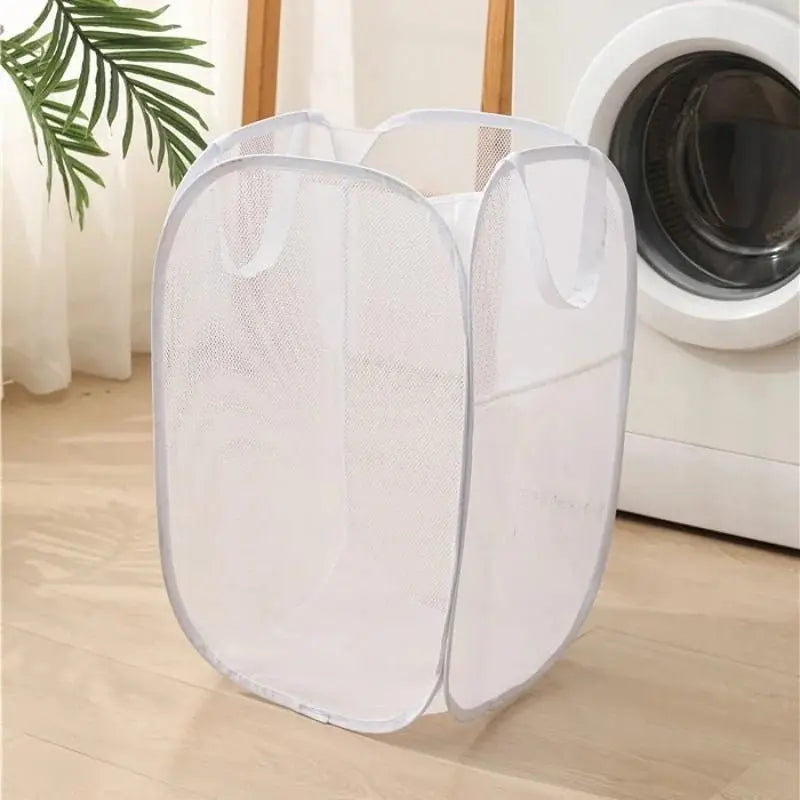 Portable Mesh Pop Up Laundry Hamper Wide Opening Breathable Collapsible Space-Saving Laundry Basket Dorm Travel Bathroom Items - Velvet Haven