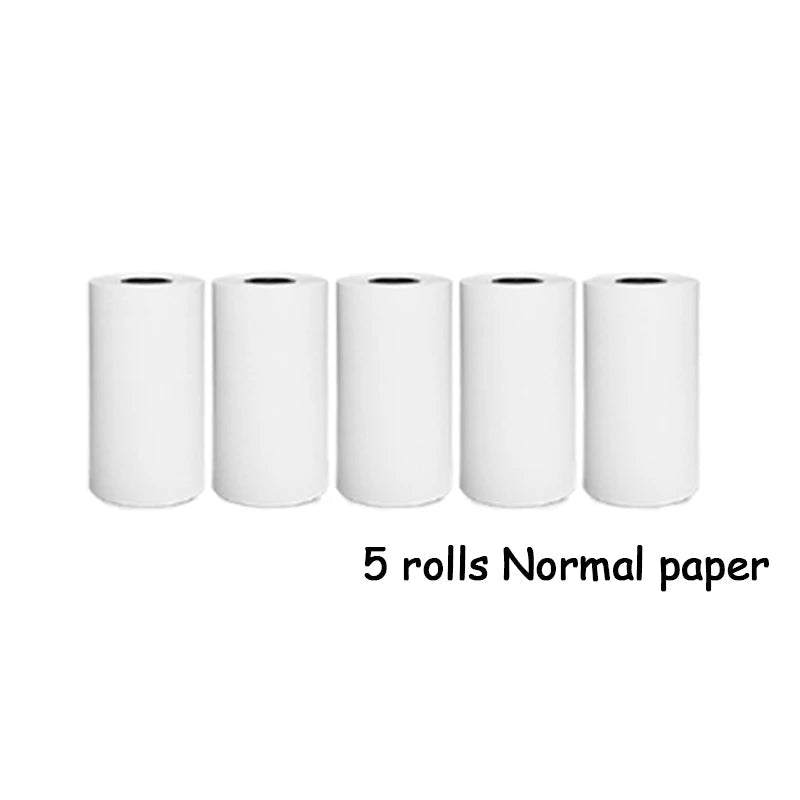Portable Bluetooth thermal printer printing labels and notes with compact ink-free 203 DPI thermal printing technology.