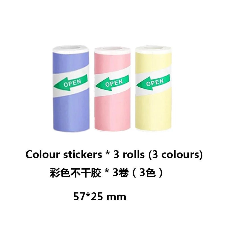 Portable Bluetooth thermal printer printing labels and notes with compact ink-free 203 DPI thermal printing technology.