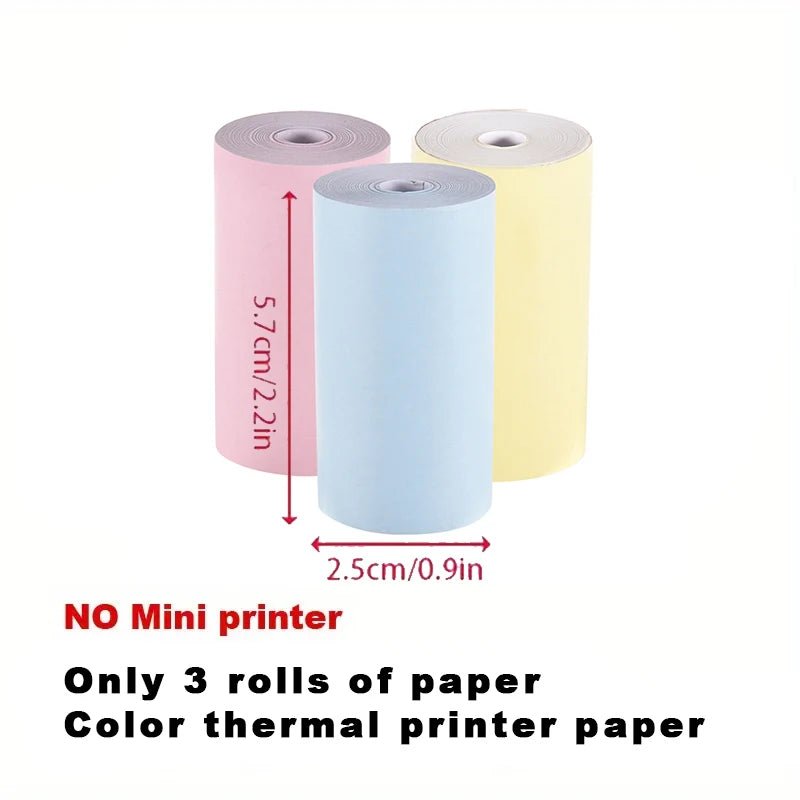 Portable Bluetooth thermal printer printing labels and notes with compact ink-free 203 DPI thermal printing technology.
