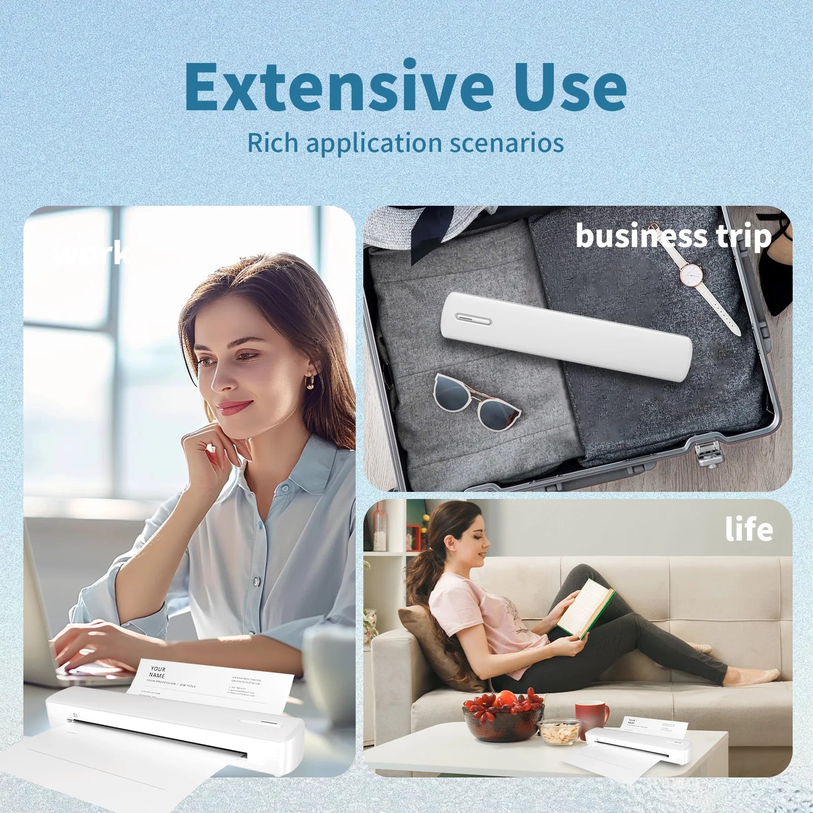 Portable Printer Wireless Inkless Thermal A4 C80 300DPI US-letter Mobile Printer Support Android iOS for Travel Work Home - Velvet Haven
