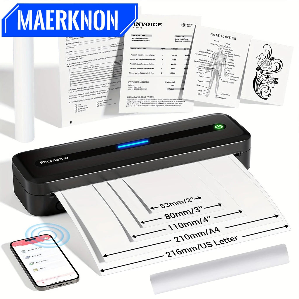 Portable Printers Wireless for Thermal Printer Bluetooth Inkless Printer Compatible with Phone and Laptop for Home Office,School - Velvet Haven