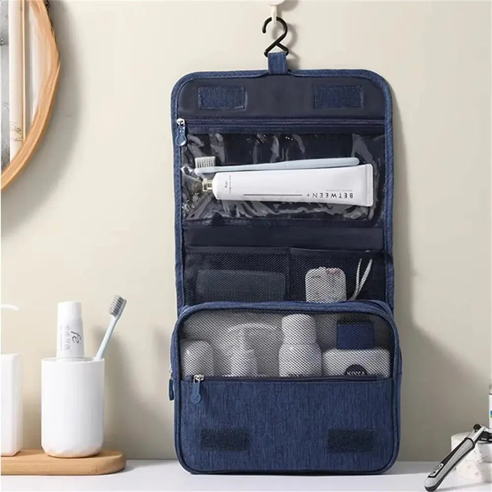 Portable Toiletry Washbag with Hanging Hook Waterproof Women Bathroom Cosmetic Storage Bag Large Capacity Travel Men Makeup Case - Velvet Haven