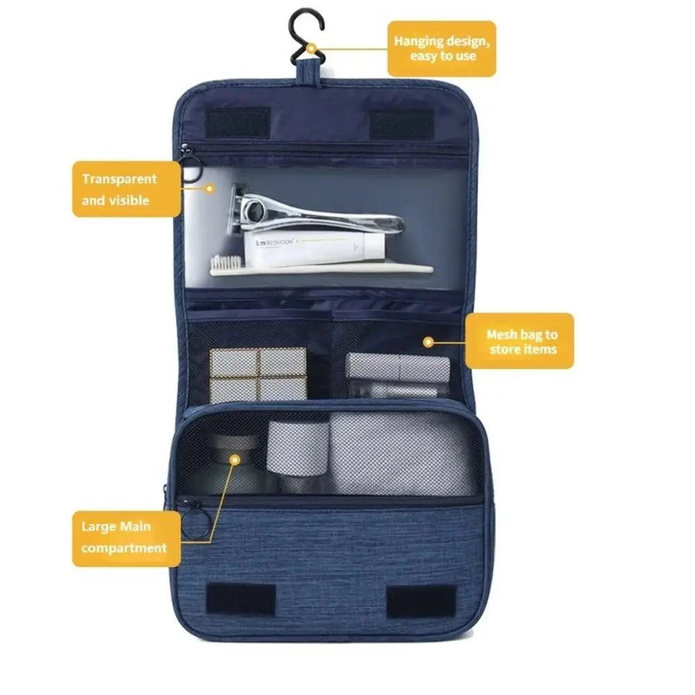 Portable Toiletry Washbag with Hanging Hook Waterproof Women Bathroom Cosmetic Storage Bag Large Capacity Travel Men Makeup Case - Velvet Haven