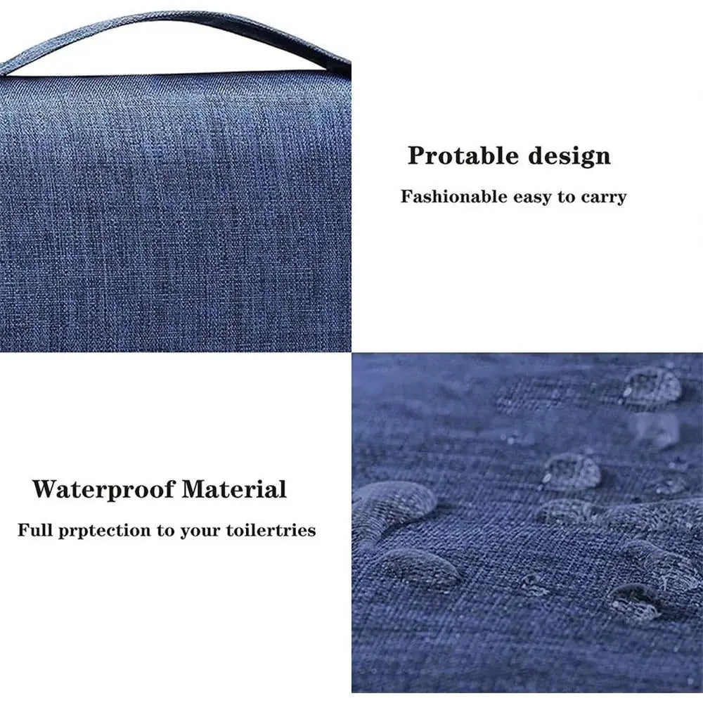 Portable Toiletry Washbag with Hanging Hook Waterproof Women Bathroom Cosmetic Storage Bag Large Capacity Travel Men Makeup Case - Velvet Haven