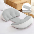 Full-body pregnancy pillow with free waist support pillow on a bed