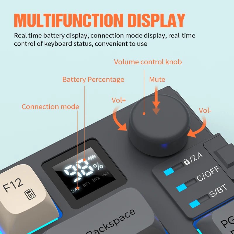 Premium Dual Modes (2.4G+Bluetooth) Keyboard Mouse Combo/Keyboard | Rechargeable | with Display Screen & Knob | Private Mold - Velvet Haven