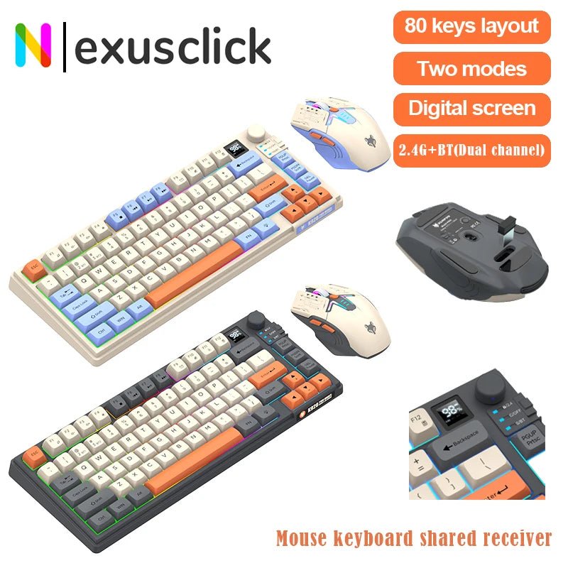 Premium Dual Modes (2.4G+Bluetooth) Keyboard Mouse Combo/Keyboard | Rechargeable | with Display Screen & Knob | Private Mold - Velvet Haven