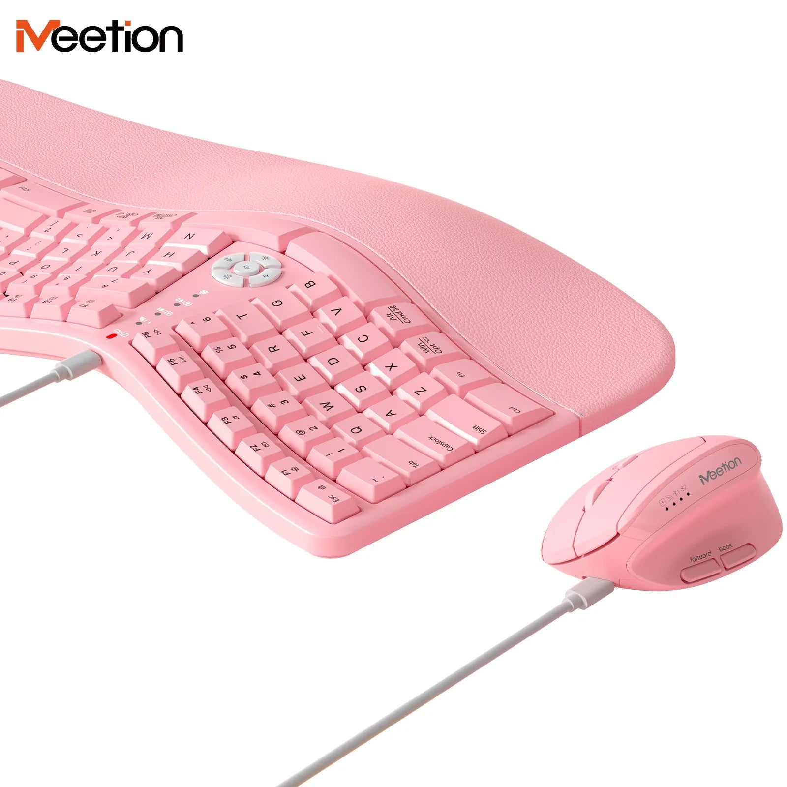 Premium Ergonomic Dual-Mode 2.4G/Bluetooth Rechargeable Keyboard And Mouse Combo,3 Colors Wrist Rest&Multimedia Keyboard Set - Velvet Haven