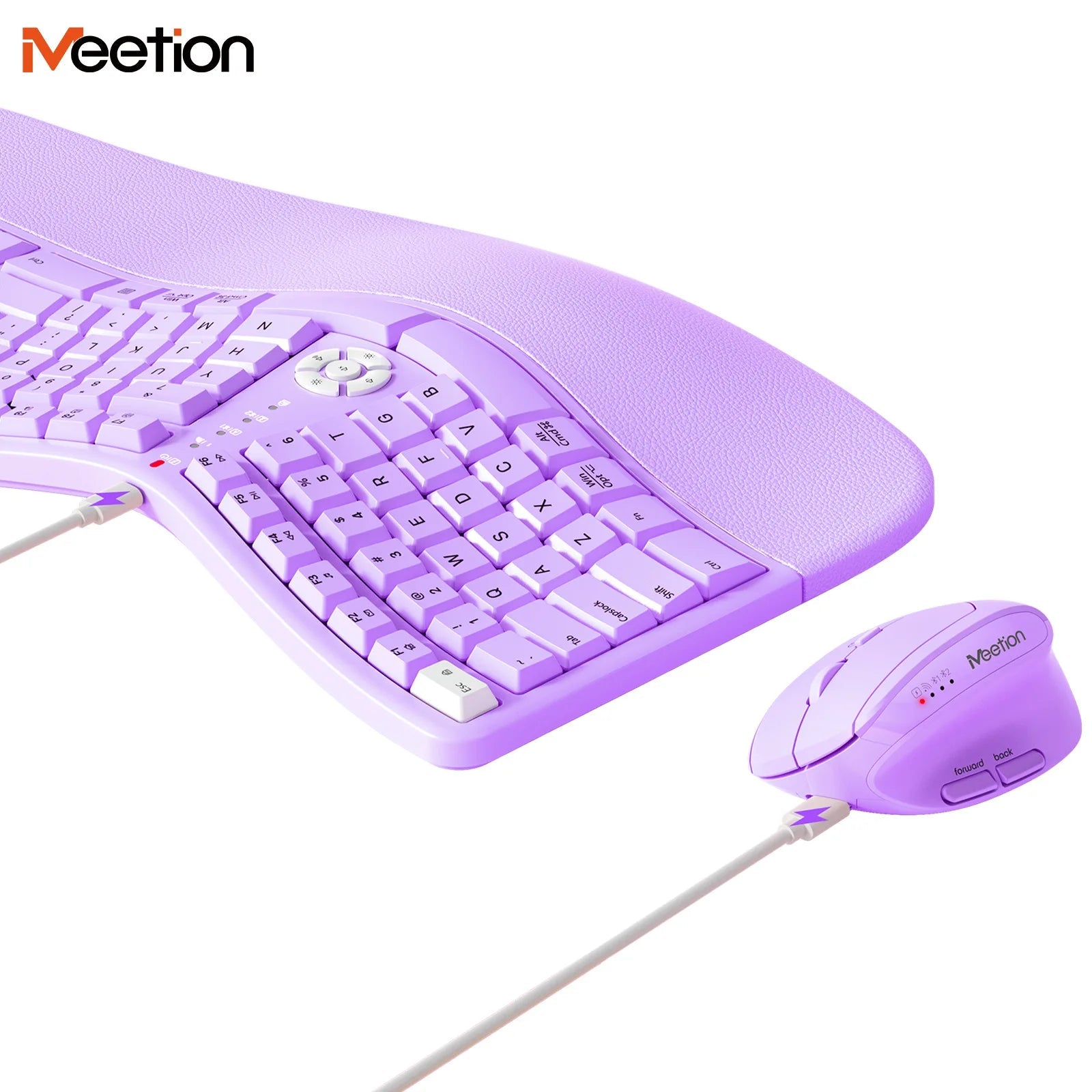 Premium Ergonomic Dual-Mode 2.4G/Bluetooth Rechargeable Keyboard And Mouse Combo,3 Colors Wrist Rest&Multimedia Keyboard Set - Velvet Haven