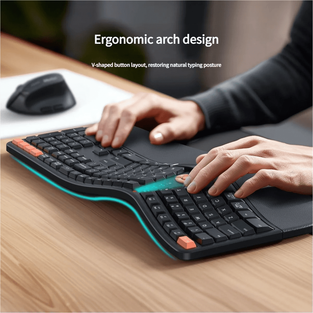 Premium Ergonomic Dual-Mode 2.4G/Bluetooth Rechargeable Keyboard And Mouse Combo,3 Colors Wrist Rest&Multimedia Keyboard Set - Velvet Haven