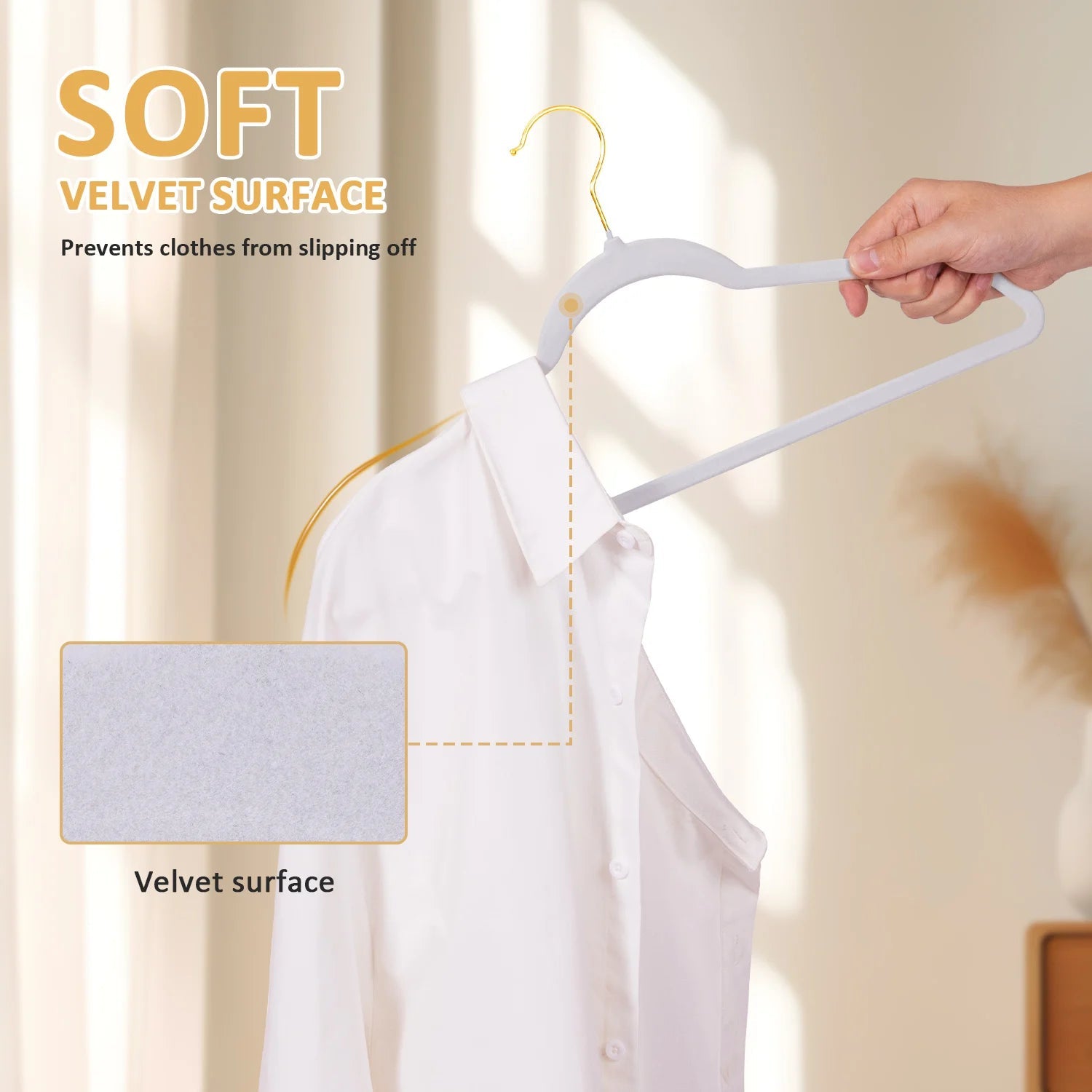 Premium Velvet Hangers Pack 30/60 Pack Heavy duty - Non Slip Slimline - Velvet Suit Hangers White - Gold Hooks,Space Saving Clothes Hangers - Velvet Haven