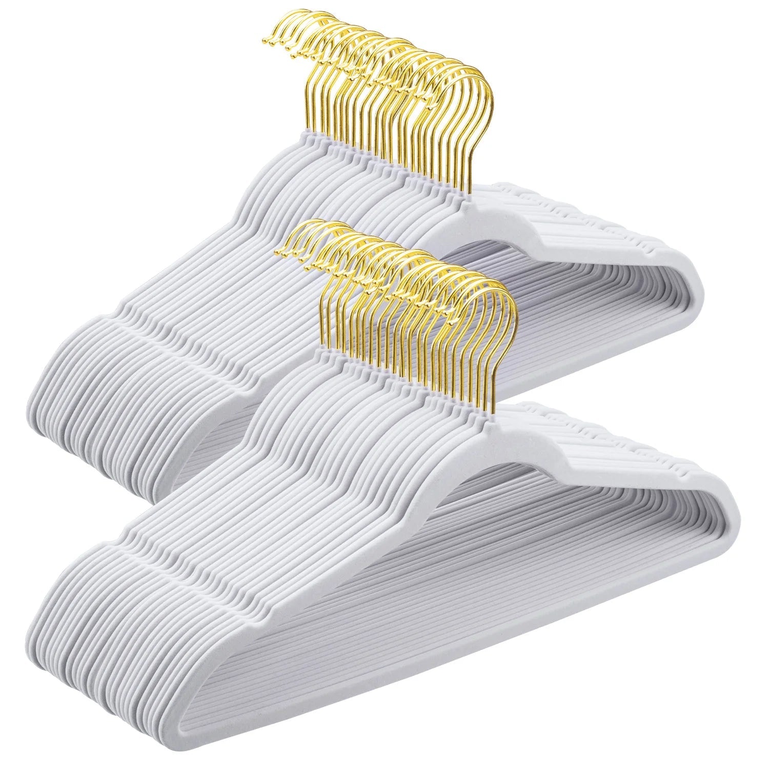 Premium Velvet Hangers Pack 30/60 Pack Heavy duty - Non Slip Slimline - Velvet Suit Hangers White - Gold Hooks,Space Saving Clothes Hangers - Velvet Haven
