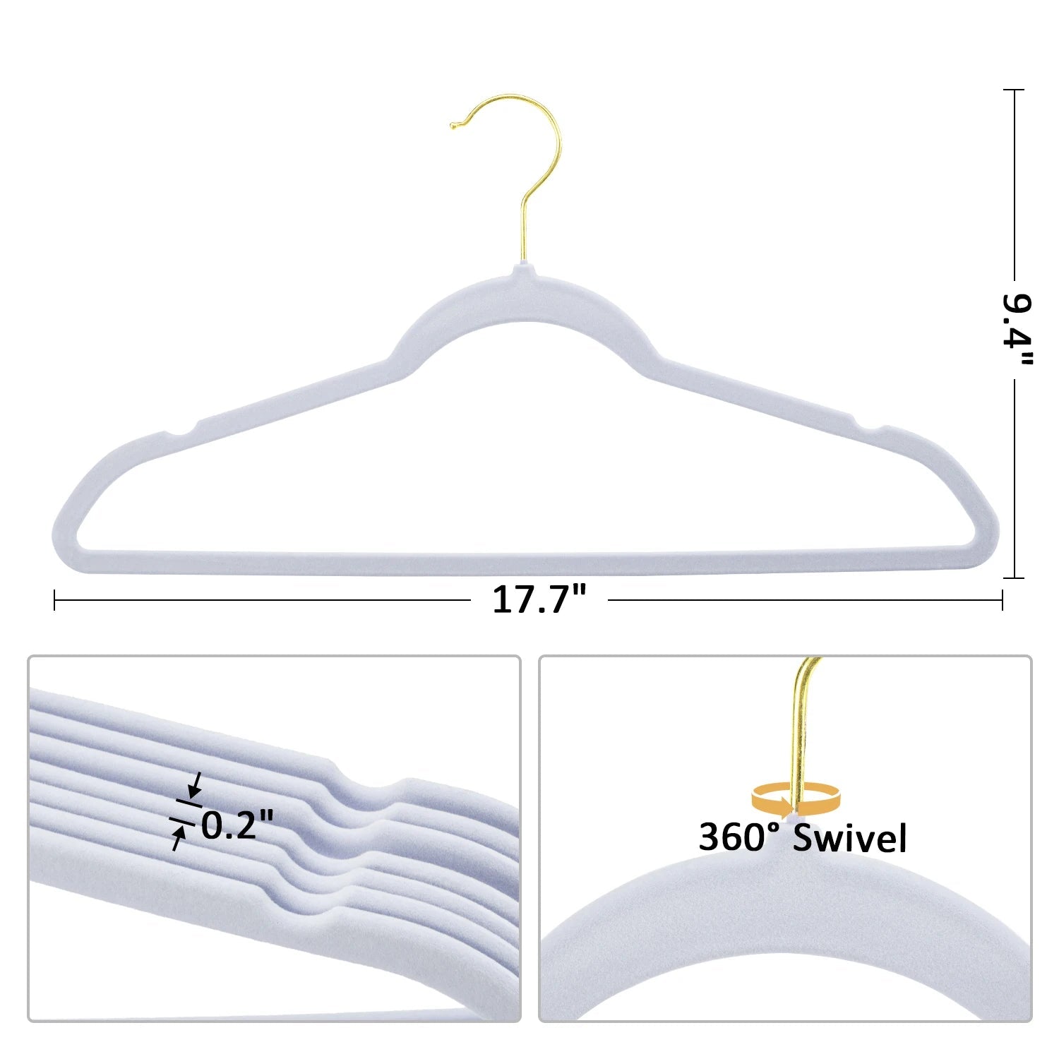 Premium Velvet Hangers Pack 30/60 Pack Heavy duty - Non Slip Slimline - Velvet Suit Hangers White - Gold Hooks,Space Saving Clothes Hangers - Velvet Haven