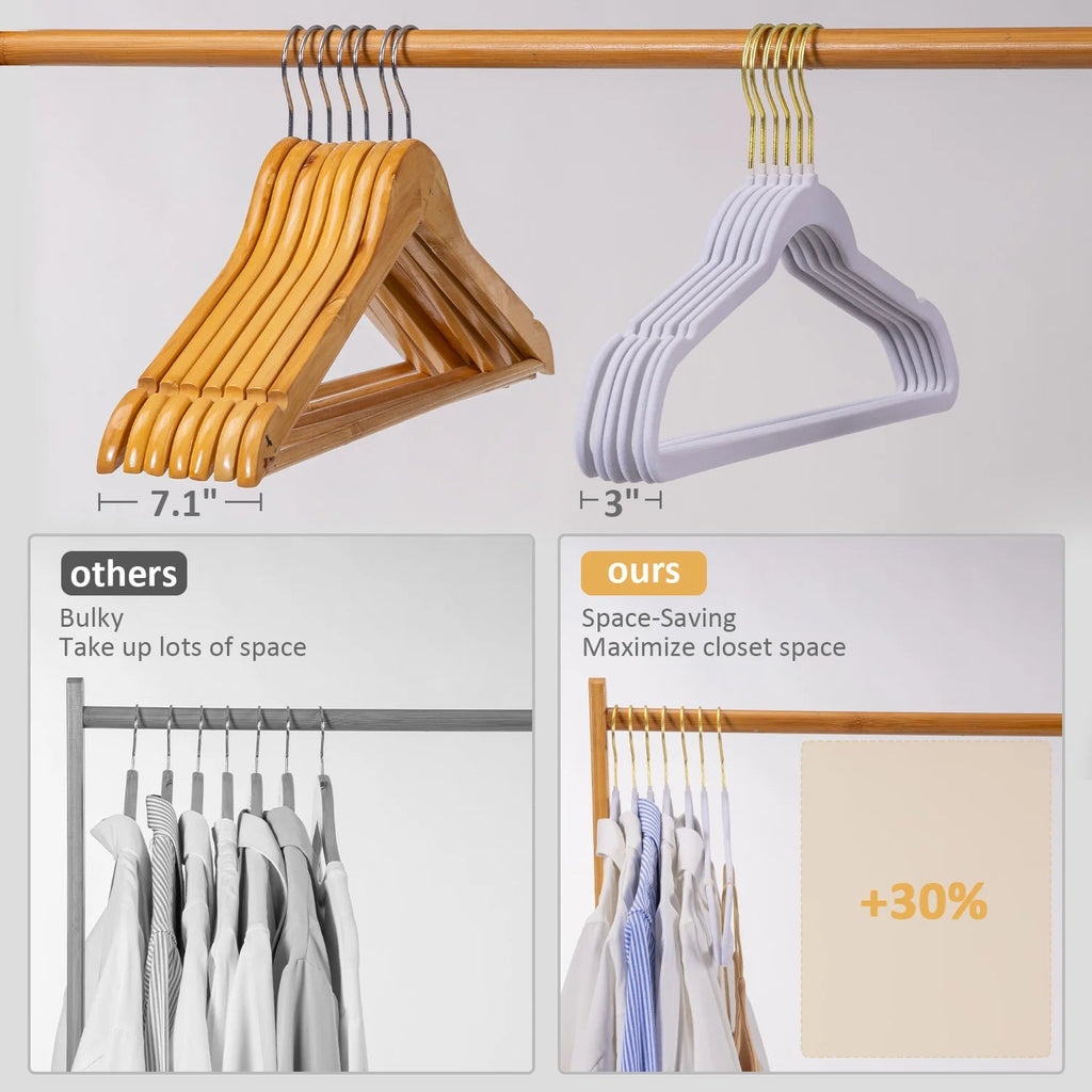Premium Velvet Hangers Pack 30/60 Pack Heavy duty - Non Slip Slimline - Velvet Suit Hangers White - Gold Hooks,Space Saving Clothes Hangers - Velvet Haven