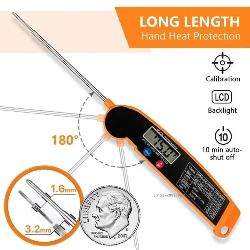 Professional Meat Thermometer Digital Instant Read With High Accuracy Waterproof & Backlit For Grill BBQ Oven Kitchen - Velvet Haven