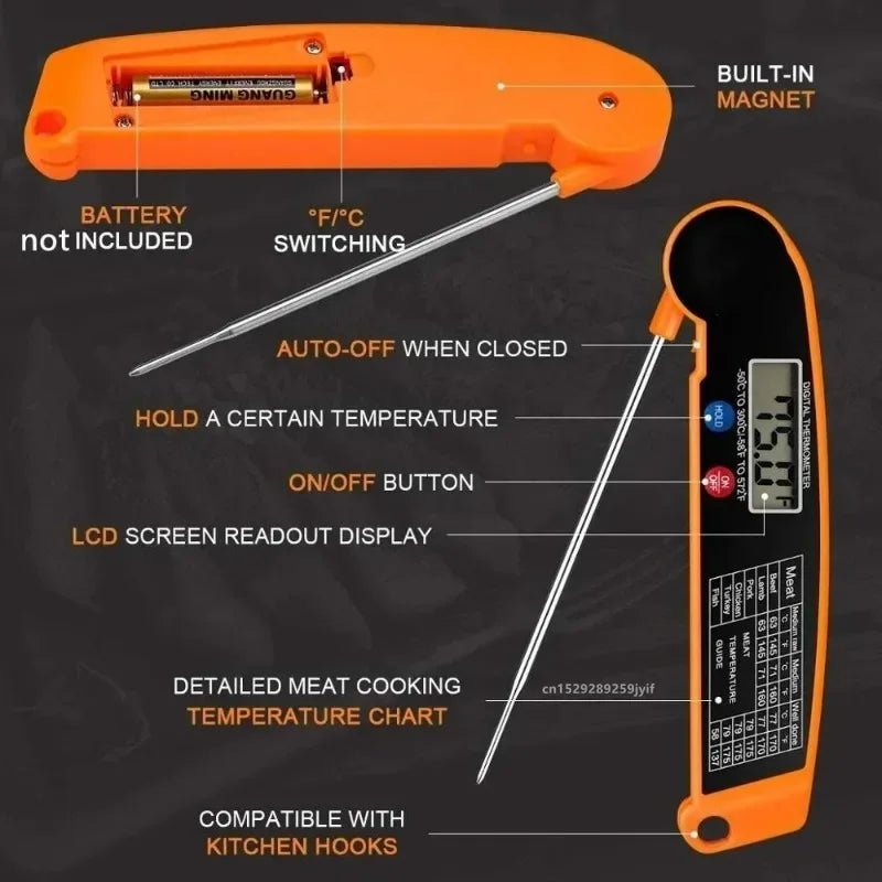 Professional Meat Thermometer Digital Instant Read With High Accuracy Waterproof & Backlit For Grill BBQ Oven Kitchen - Velvet Haven